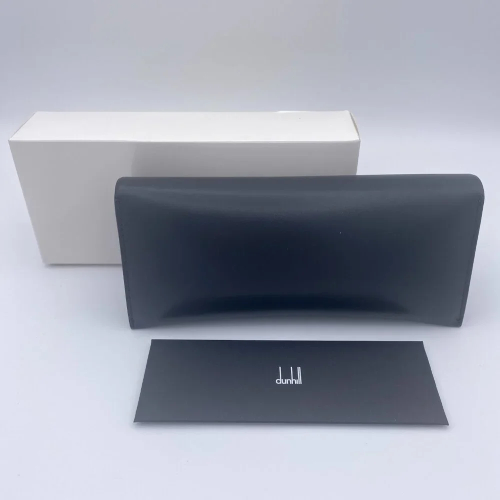 Dunhill Sunglasses Case Set,Black Leather Magnetic,Boxed,Cleaning Cloth,AuthCard